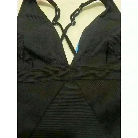 Ribbed Plunge Crossback Tummy Control One Piece Swimsuit Black NWT Size XL - Picture 6 of 10